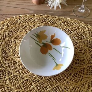 Vintage Ironstone Daphne Floral White and Orange Soup or Salad Bowl
